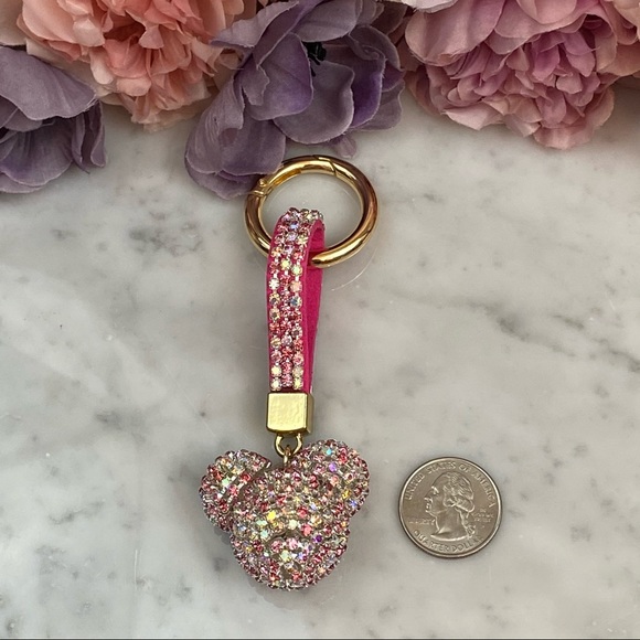 Chic Multicolor Pink Crystal & Leather Mickey Mouse Keychain - Picture 12 of 14